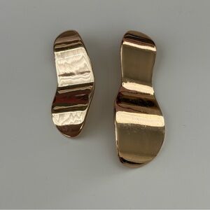 ZARA Gold Tone Asymmetrical Statement Earrings